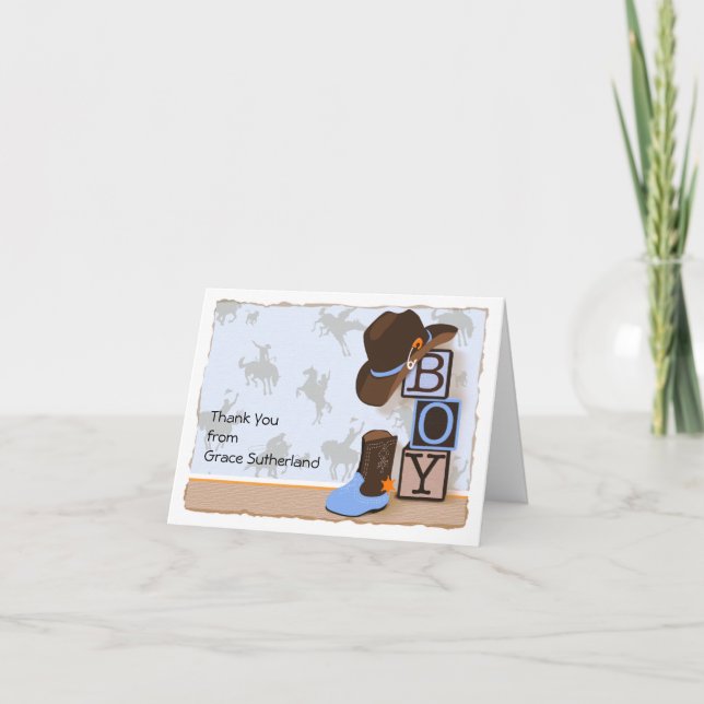 Western Cowboy Baby Shower Thank You (Front)