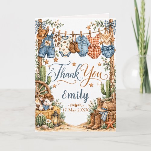 Western Cowboy Baby Shower Thank You Card