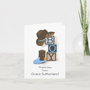 Western Cowboy Baby Shower Thank You Note Card