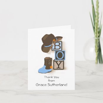 Western Cowboy Baby Shower Thank You Note Note Card by NaptimeCards at Zazzle