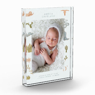 Western Cowboy Baby Vertical Photo Keepsake Block