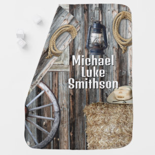 Western Cowboy Barn Baby Blanket