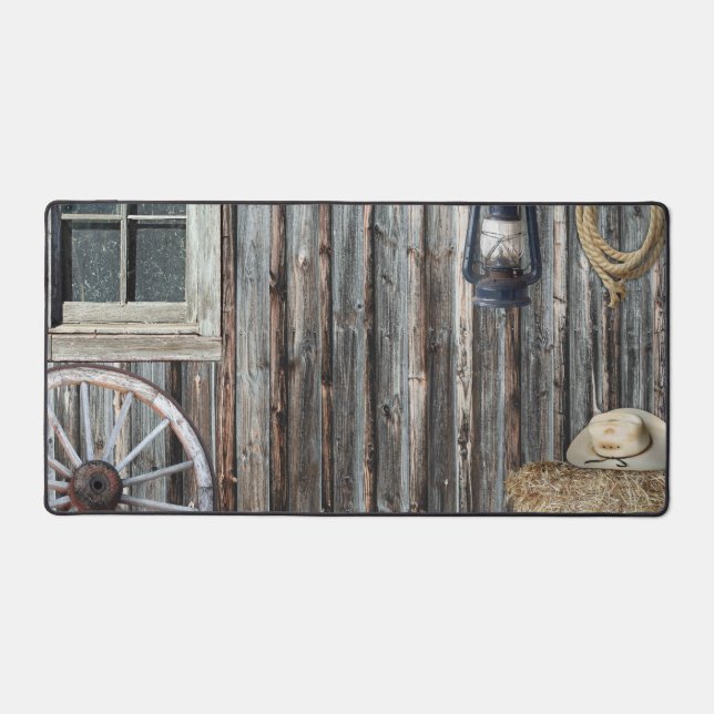 Western Cowboy Barn Desk Mat (Front)