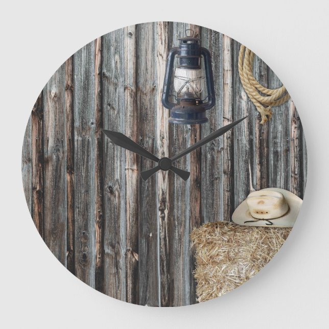 Western Cowboy Barn Large Clock (Front)