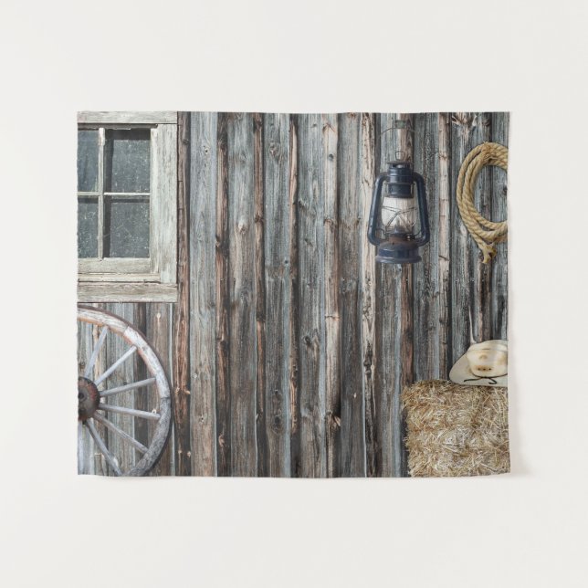Western Cowboy Barn Tapestry (Front (Horizontal))