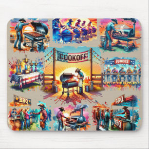Western Cowboy BBQ Cookoff Scenes 1 Custom Mouse Pad