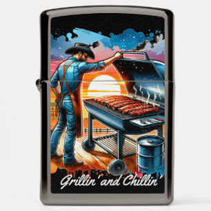Western Cowboy BBQ Grillin' and Chillin' Zippo Lighter