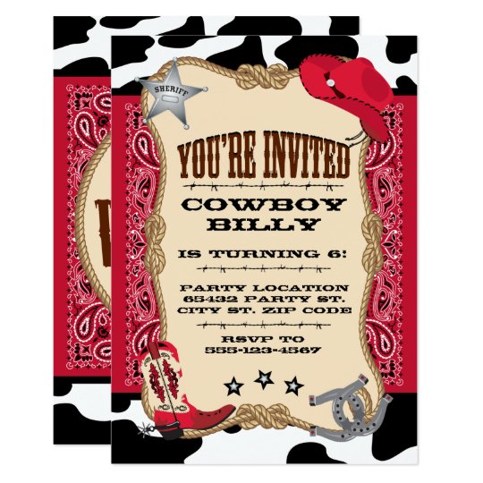 western cowboy birthday 5x7 invitation zazzle com