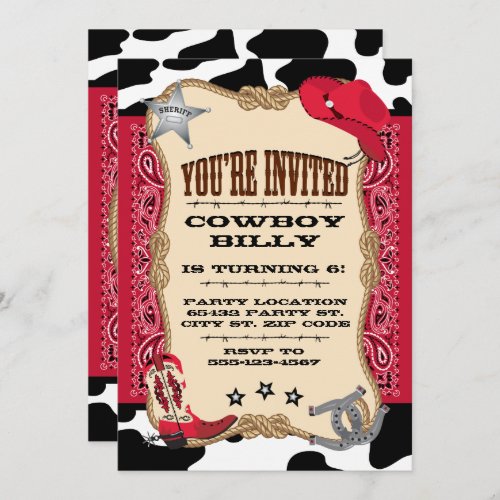 Western Cowboy Birthday 5x7 Invitation