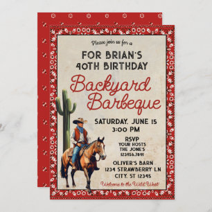 Western Cowboy Birthday Backyard Barbeque Invitation