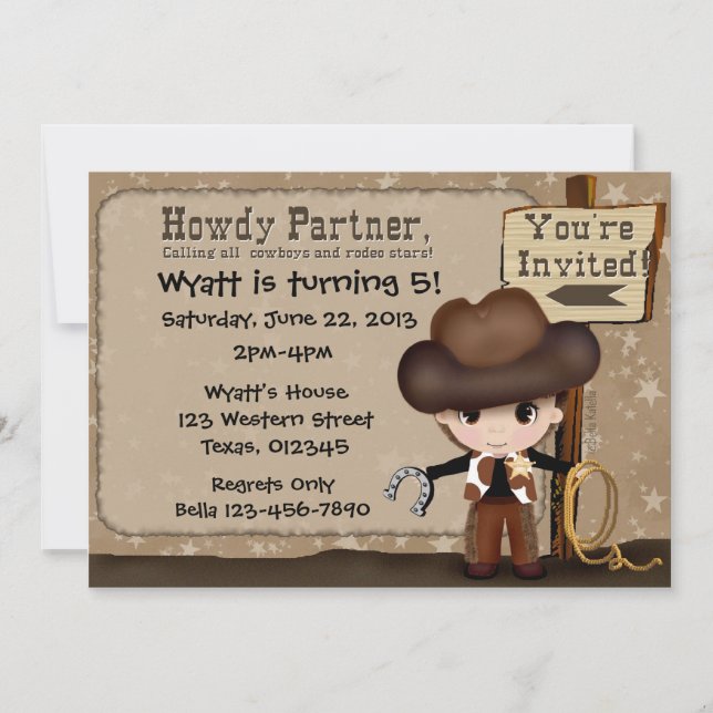 Western Cowboy Birthday Invitation (Front)