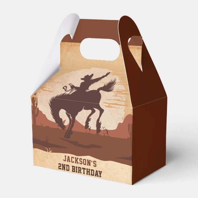 Western Cowboy Birthday Party Favor Box (Front Side)