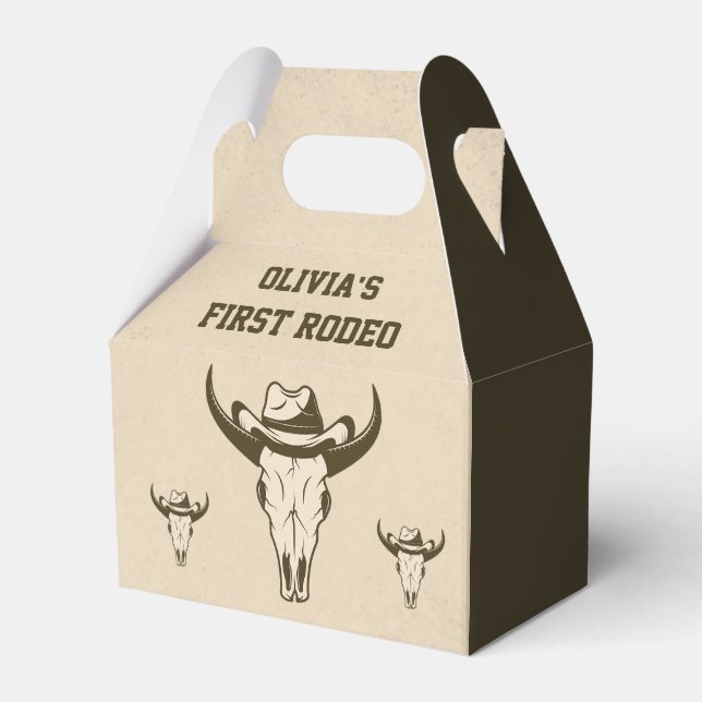 Western Cowboy Birthday Party Favor Box (Front Side)