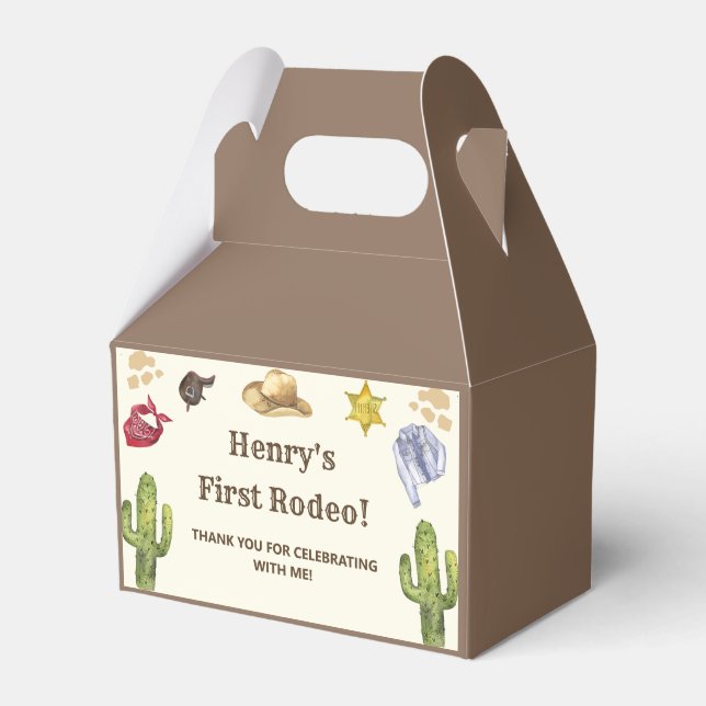 Western Cowboy Birthday Party Favor Box (Front Side)