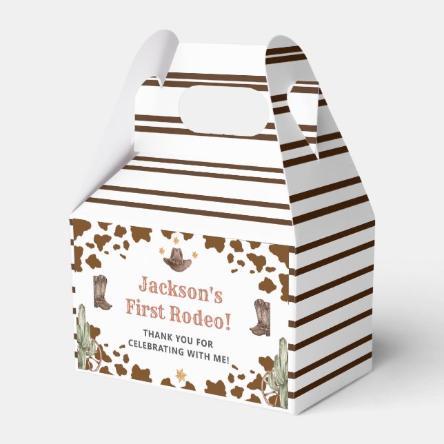 Western Cowboy Birthday Party Favor Boxes (Front Side)