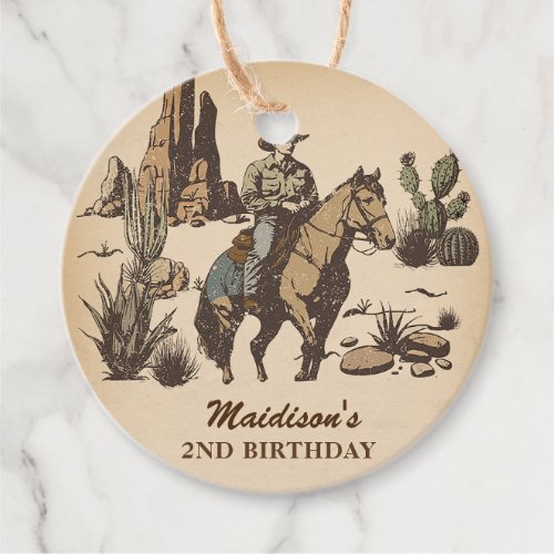 Western Cowboy Birthday Party Favor Tags