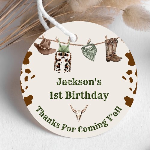 Western Cowboy Birthday Party Favor Tags