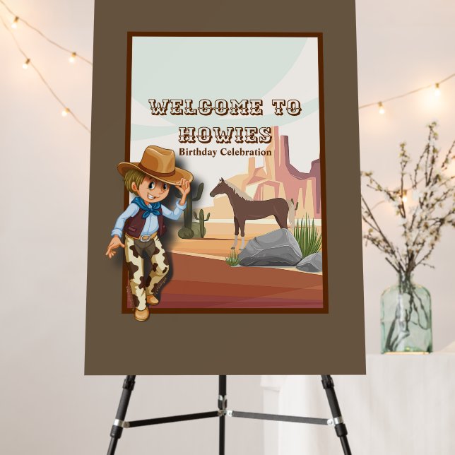 Western cowboy birthday party foam board (In Situ (Stand))