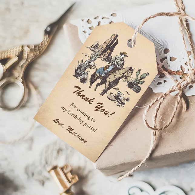  Western Cowboy Birthday Party Gift Tags (Creator Uploaded)