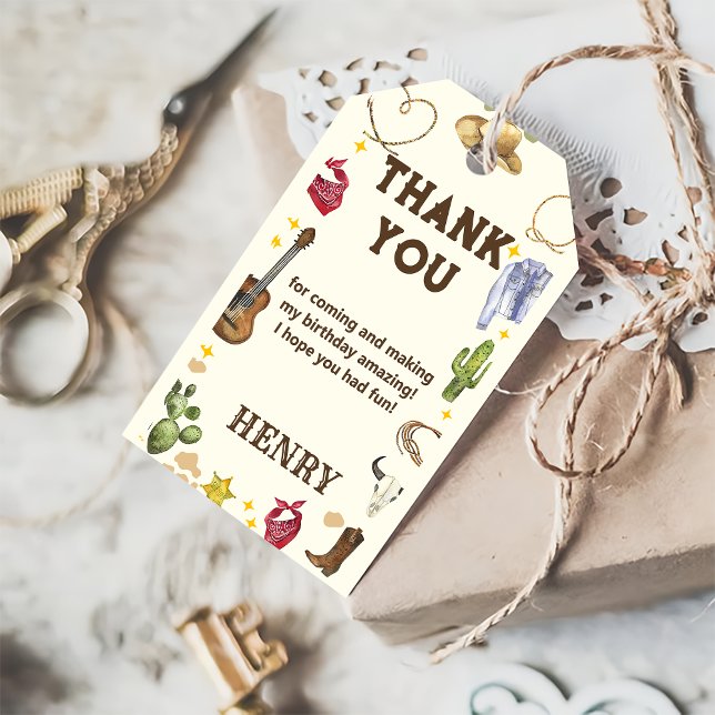 Western Cowboy Birthday Party Gift Tags (Creator Uploaded)