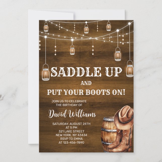Western Cowboy Birthday Party Invitation (Front)