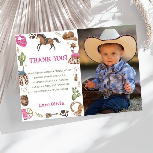 Western Cowboy Birthday Party Photo Thank You Card