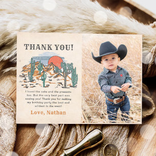 Western Cowboy Birthday Party Photo Thank You Card