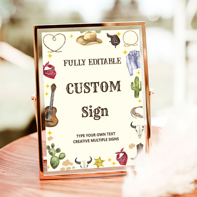 Western Cowboy Birthday Party Table Sign (Creator Uploaded)