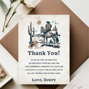 Western Cowboy Birthday Party Thank You Card