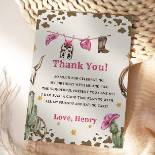 Western Cowboy Birthday Party Thank You Card