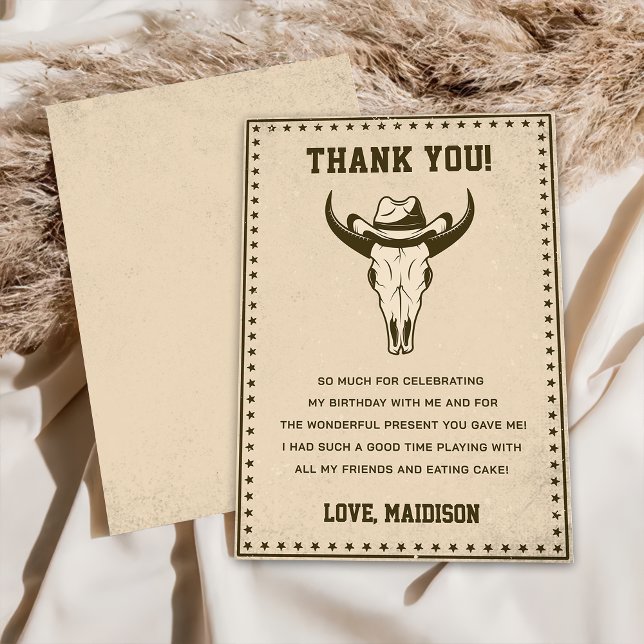 Western Cowboy Birthday Party Thank You Card (Creator Uploaded)