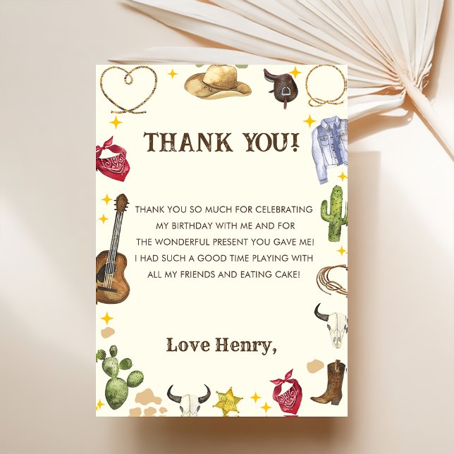 Western Cowboy Birthday Party Thank You Card (Creator Uploaded)