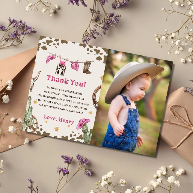 Western Cowboy Birthday Party Thank You Card Photo (Creator Uploaded)