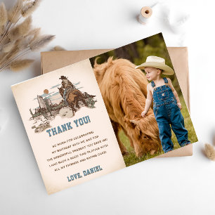 Western Cowboy Birthday Party Thank You Card Photo