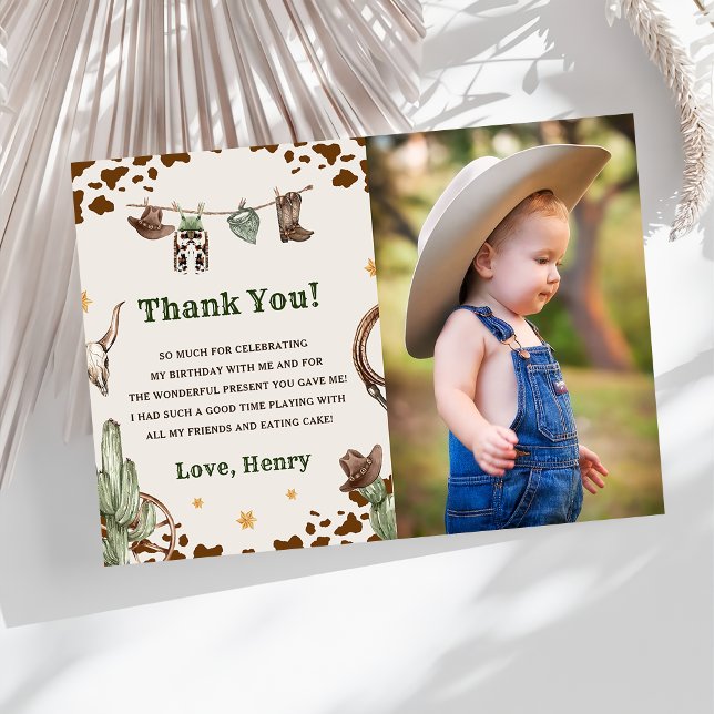 Western Cowboy Birthday Party Thank You Card Photo (Creator Uploaded)