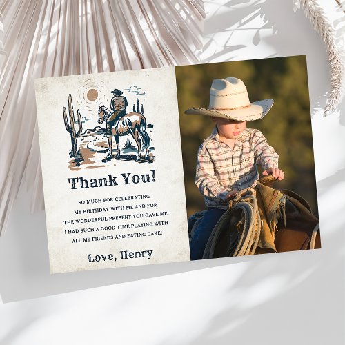 Western Cowboy Birthday Party Thank You Card Photo