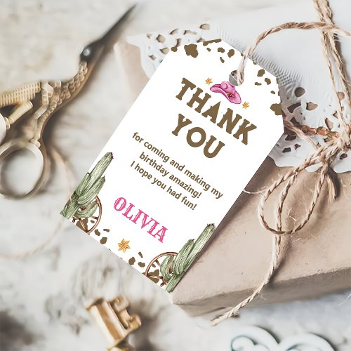 Western Cowboy Birthday Party Thank You Favor Gift Tags