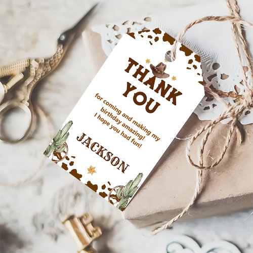 Western Cowboy Birthday Party Thank You Favor Gift Tags