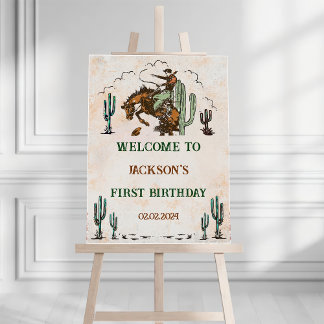 Western Cowboy Birthday Party Welcome Sign