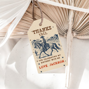 Western Cowboy Birthday Thank You Gift Tags