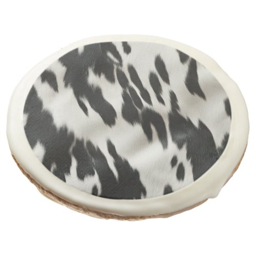 Western Cowboy Black White Cowhide Sugar Cookie