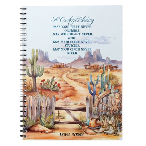 Western Cowboy Blessing Desert Cactus Notebook