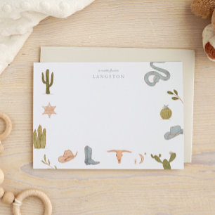 Western Cowboy Blue Kids Note Card