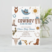 Western Cowboy Blue Plaid Baby Shower Invitation (Standing Front)