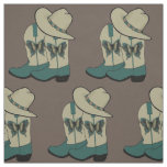 Western Cowboy Boot And Cowboy Hat Butterfly Fabric
