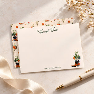 Western Cowboy Boot Bridal Shower Personalized Thank You Card