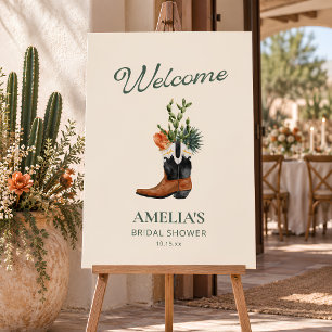 Western Cowboy Boot Bridal Shower Welcome Sign