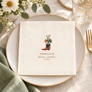 Western Cowboy Boot Cactus Bridal Shower Aesthetic Napkins