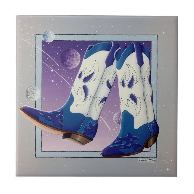 Western Cowboy Boot Ceramic Tile (Front)