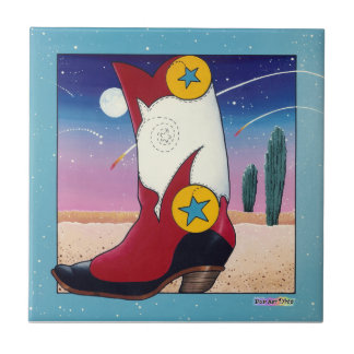 Western Cowboy Boot Ceramic Tile